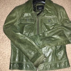 Hunter green leather coat